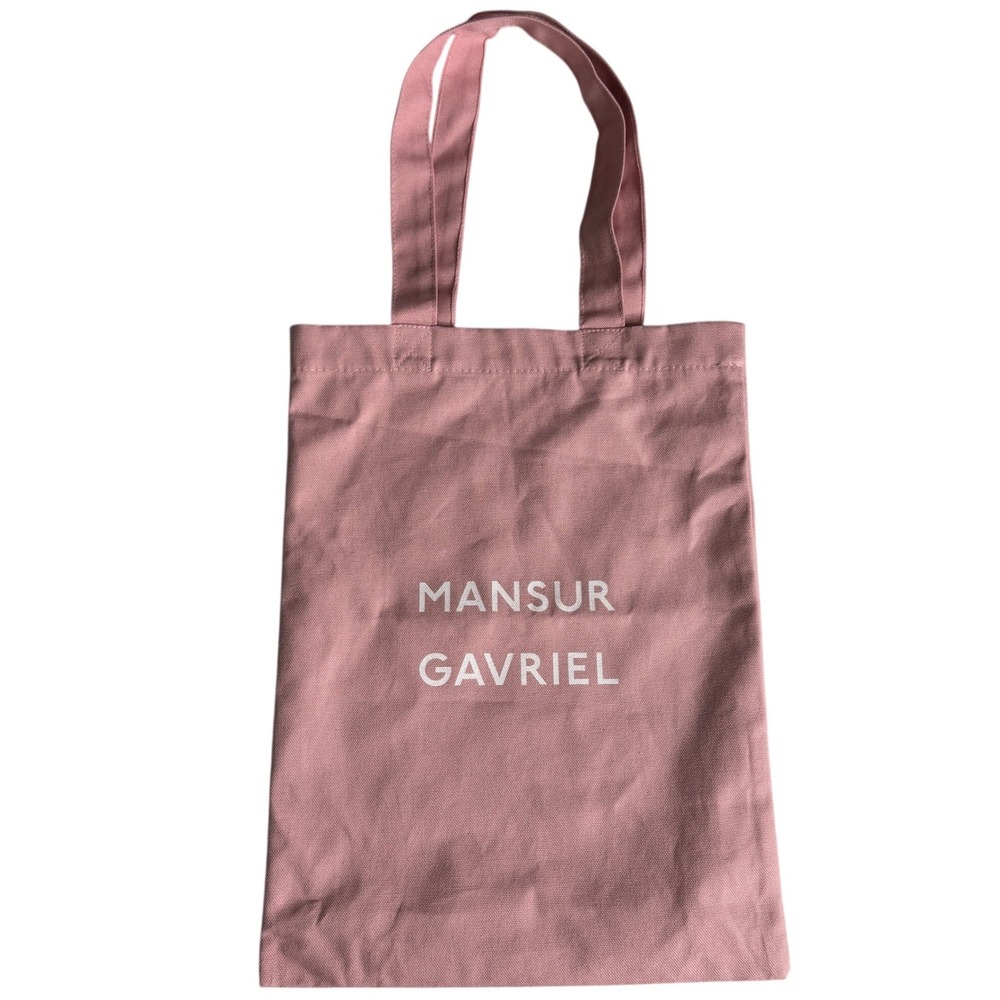 Mansur Gavriel Pink Canvas Tote Bag Logo Print Minimalist Shopper Handbag Purse
